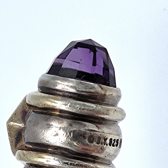 David Yurman 7mm Rennaissance Cable Amethyst & Garnet Bangle Cuff .925 & 14kt - Picture 5 of 10